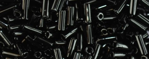 (image for) TOHO Size #1.5 Bugle Beads (4.5mm Length) Jet Black Opaque