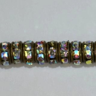 (image for) 4mm Ant. Bronze Plate Rhinestone Rondelle-Crystal AB-100 pack