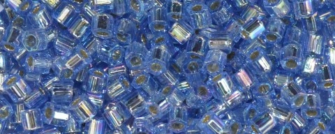 (image for) TOHO Size 8/o Hexagon Shape Seed Bead-Light Sapphire Silver Lined Rainbow * 250 Gram Bag