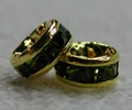 (image for) 4mm Gold Plate Rhinestone Rondelle-Olivine, "AAA" Grade-100 pack