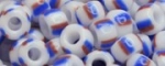 (image for) TOHO 6/o Round Seed Bead-Red / White / Blue Stripe. 6TL4-106-100