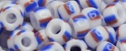 (image for) TOHO 6/o Round Seed Bead-Red / White / Blue Stripe. 6TL4-106-100
