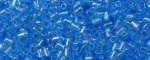 (image for) TOHO Size 1/2 Bugle Bead. 2mm Length-Aqua Transparent Rainbow. 100 Gram Bag