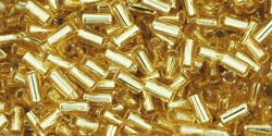 (image for) TOHO Size 1 Bugle Bead. 3mm Length-Light Topaz Silver Lined. 100 Gram Bag
