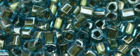 (image for) TOHO 2mm Cube Shape Seed Beads-Metallic Green Line Aqua #T2C284-100