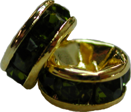 (image for) 6mm Gold Plate Rhinestone Rondelle-Olivine, "AAA" Grade-100 pack