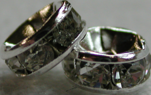 (image for) 10 mm Silver Plate Rhinestone Rondelle Bead-Crystal-100 pack