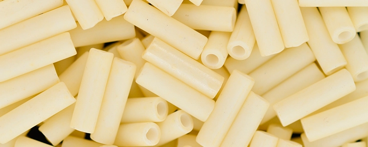 (image for) TOHO Size 2 Bugle Bead. 6mm Length-Ivory Chalk Matte Opaque. 100 Gram Bag