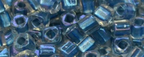 (image for) TOHO 3mm Cube-Metallic Blue Lined Crystal Rainbow #T3C263-100