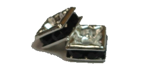 (image for) 6mm Rhinestone Squaredelle-Silver/Jet-100 pack