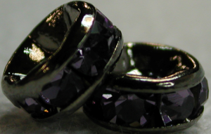 (image for) 4mm Gunmetal Plate Rhinestone Rondelle-TANZANITE-100 pack