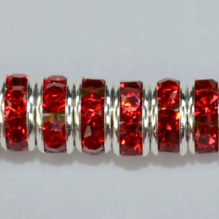 (image for) 6mm Silver Plate Rhinestone Rondelle-Light Siam - 100 pack