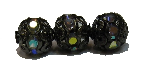 (image for) 6mm Rhinestone Round-Gunmetal/Crystal AB-100 pack