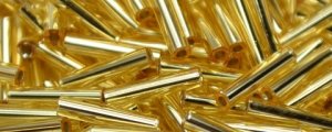 TOHO Size 2 Bugle Bead. 6mm Length-Light Topaz Silver Lined. 100 Gram Bag (image for) TOHO Size 2 Bugle Bead. 6mm Length-Light Topaz Silver Lined. 100 Gram Bag