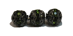 (image for) 6mm Rhinestone Round-Gunmetal/Olivine-100 pack