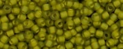 (image for) TOHO Size 15/o Round Seed Bead-Yellow Lined Light Olive Rainbow Matte. 15T246FM-100
