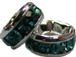 (image for) 6mm Rhinestone Rondelle-Silver/Aquamarine, "AAA" Grade-100 pack