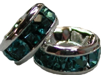 (image for) 6mm Rhinestone Rondelle-Silver/Aquamarine, "AAA" Grade-100 pack