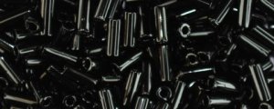 (image for) TOHO Size #1.5 Bugle Beads (4.5mm Length) Jet Black Opaque
