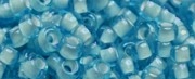 (image for) TOHO Size 8/o Round Seed Bead-White Lined Aqua Transparent. 8T931-250