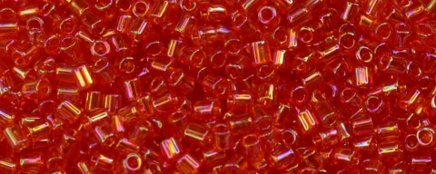 (image for) TOHO Size 1/2 Bugle Bead. 2mm Length-Ruby Hyacinth Transparent Rainbow. 100 Gram Bag