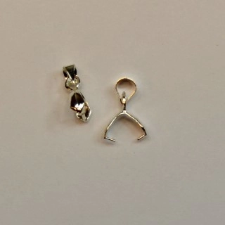 (image for) Silver Plate-15x5mm Leaf Pinch Bails