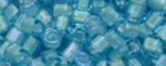 (image for) TOHO 2mm Cube Shape Seed Beads-White Lined Light Aqua Transparent. #T2C930-100
