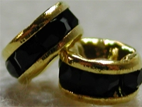 (image for) 4mm Gold Plate Rhinestone Rondelle-Jet-100 pack