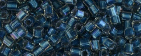 (image for) TOHO Size 8/o Hexagon Shape Seed Bead-Blue Lined Crystal Rainbow * 100 Gram Bag