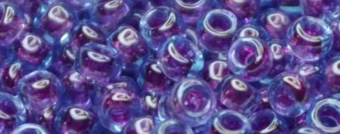 (image for) TOHO Size 15/o Round Seed Bead-Purple Lined Aqua Transparent. 15T252-100