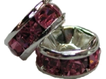 (image for) 6mm Rhinestone Rondelle-Silver/Rose, "AAA" Grade-100 pack