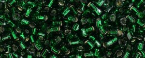 (image for) TOHO Size 8/o Hexagon Shape Seed Bead-Emerald Green Silver Lined. * 100 Gram Bag