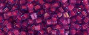 (image for) TOHO Size 8/o Hexagon Shape Seed Bead-Dark Pink Lined Aqua Transparent. * 100 Gram Bag
