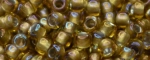 (image for) TOHO Size 15/o Round Seed Bead-Dark Bronze Lined Topaz Rainbow. 15T278-100