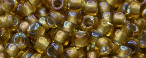(image for) TOHO Size 15/o Round Seed Bead-Dark Bronze Lined Topaz Rainbow. 15T278-100