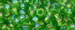 (image for) TOHO Size 15/o Round Seed Bead-Kelly Green Transparent Rainbow. 15T167-100
