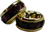 (image for) 4mm Gold Plate Rhinestone Rondelle-Siam-100 pack
