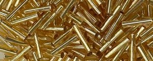 TOHO Size 3 Bugle Bead. 9mm Length-Topaz Silver Lined. 100 Gram Bag (image for) TOHO Size 3 Bugle Bead. 9mm Length-Topaz Silver Lined. 100 Gram Bag