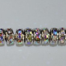 (image for) 4mm Platinum Rhinestone Rondelle - Crystal AB - 100 pack