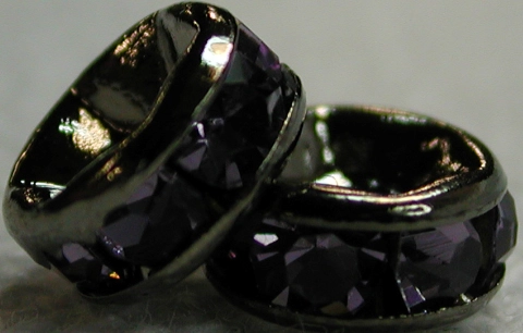 (image for) 4mm Gunmetal Plate Rhinestone Rondelle-TANZANITE-100 pack