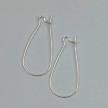 (image for) Silver Plate-Nickel Free 33mm Kidney EarWires-100pc