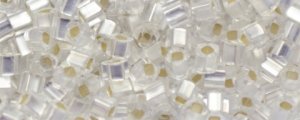 TOHO 2mm Cube Shape Seed Beads-Crystal Silver Lined Matte (image for) TOHO 2mm Cube Shape Seed Beads-Crystal Silver Lined Matte