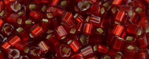 (image for) TOHO 1.5mm Cube Shape Seed Beads-Dark Ruby Silver Lined Matte * 250 Gram Bag