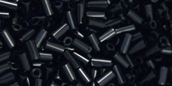 (image for) TOHO Size 1 Bugle Bead. 3mm Length-Jet Black Opaque. 100 Gram Bag
