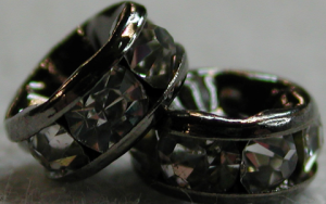 (image for) 6mm Gunmetal Plate Rhinestone Rondelle-Crystal -100 pack