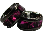 (image for) 4mm Gunmetal Plate Rhinestone Rondelle-FUCHSIA-100 pack