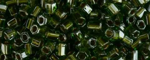 (image for) TOHO Size 8/o Hexagon Shape Seed Bead-Metallic Lined Olive Luster. * 100 Gram Bag
