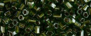 (image for) TOHO Size 8/o Hexagon Shape Seed Bead-Metallic Lined Olive Luster. * 100 Gram Bag