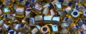 TOHO 2mm Cube Shape Seed Beads-Purple Lined Light Topaz (image for) TOHO 2mm Cube Shape Seed Beads-Purple Lined Light Topaz