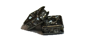 (image for) 6mm Rhinestone Squaredelle-Gunmetal/Crystal-100 pack